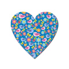 Spring Pattern - Blue Heart Magnet by Valentinaart