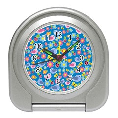 Spring Pattern - Blue Travel Alarm Clocks by Valentinaart