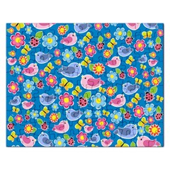 Spring Pattern - Blue Rectangular Jigsaw Puzzl by Valentinaart