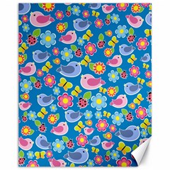 Spring Pattern - Blue Canvas 11  X 14   by Valentinaart