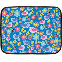 Spring Pattern - Blue Fleece Blanket (mini) by Valentinaart