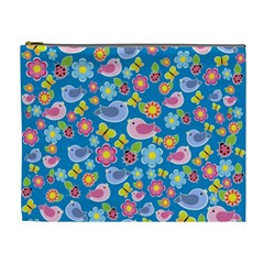 Spring Pattern - Blue Cosmetic Bag (xl) by Valentinaart