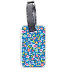 Spring Pattern - Blue Luggage Tags (one Side)  by Valentinaart