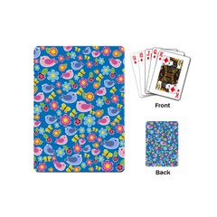 Spring Pattern - Blue Playing Cards (mini)  by Valentinaart