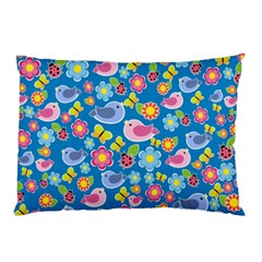 Spring Pattern - Blue Pillow Case (two Sides) by Valentinaart