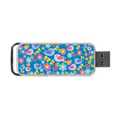 Spring Pattern - Blue Portable Usb Flash (one Side) by Valentinaart