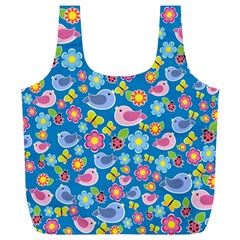 Spring Pattern - Blue Full Print Recycle Bags (l)  by Valentinaart