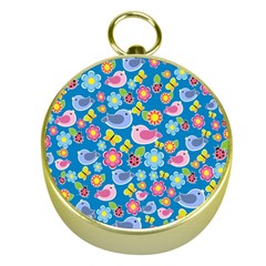 Spring Pattern - Blue Gold Compasses by Valentinaart