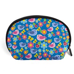 Spring Pattern - Blue Accessory Pouches (large)  by Valentinaart