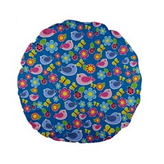 Spring Pattern - Blue Standard 15  Premium Flano Round Cushions by Valentinaart