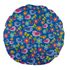 Spring Pattern - Blue Large 18  Premium Flano Round Cushions by Valentinaart