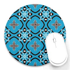 Ornamental Flowers Pattern                                                         			round Mousepad by LalyLauraFLM