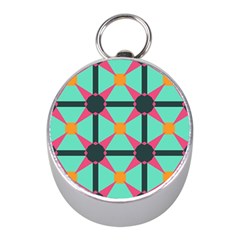 Pink Stars Pattern                                                          			silver Compass (mini) by LalyLauraFLM