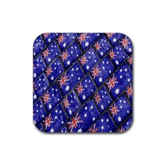 Australian Flag Urban Grunge Pattern Rubber Coaster (square)  by dflcprints