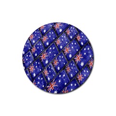 Australian Flag Urban Grunge Pattern Rubber Coaster (round)  by dflcprints