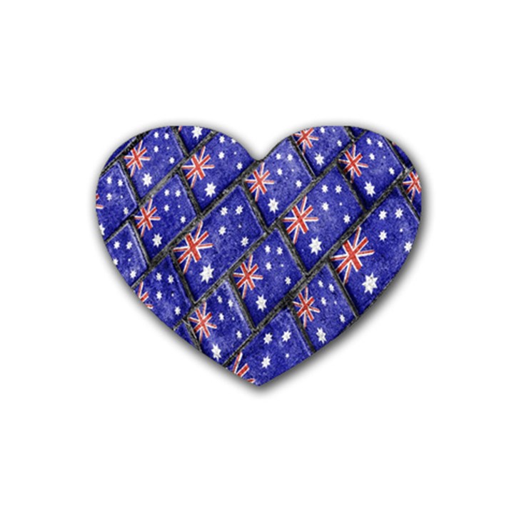 Australian Flag Urban Grunge Pattern Rubber Coaster (Heart) 