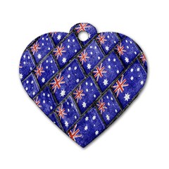 Australian Flag Urban Grunge Pattern Dog Tag Heart (two Sides) by dflcprints