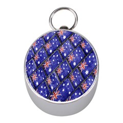 Australian Flag Urban Grunge Pattern Mini Silver Compasses by dflcprints