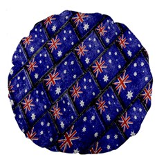 Australian Flag Urban Grunge Pattern Large 18  Premium Flano Round Cushions