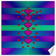 Hearts Weave Canvas 12  X 12   by pepitasart