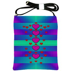 Hearts Weave Shoulder Sling Bags by pepitasart