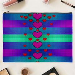 Hearts Weave Cosmetic Bag (xxxl)  by pepitasart