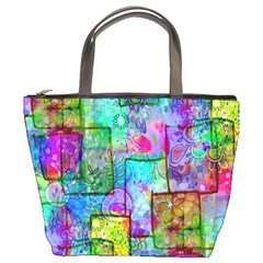 Rainbow Floral Doodle Bucket Bags by KirstenStar