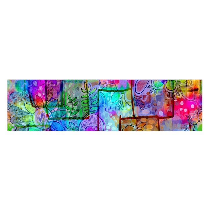 Rainbow Floral Doodle Satin Scarf (Oblong)