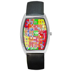 Abstract Polka Dot Pattern Barrel Style Metal Watch by Nexatart