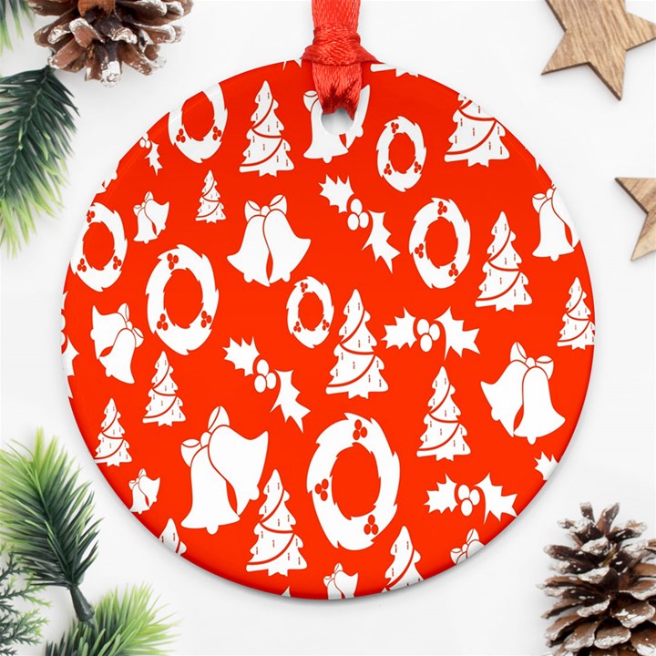 Backdrop Background Card Christmas Round Ornament (Two Sides)