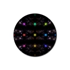 Abstract Sphere Box Space Hyper Rubber Coaster (round)  by Nexatart