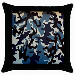 Blue Water Camouflage Throw Pillow Case (black) by Nexatart