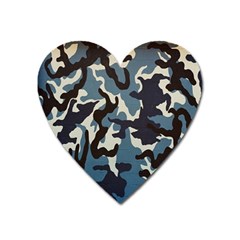 Blue Water Camouflage Heart Magnet by Nexatart