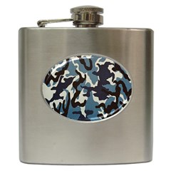 Blue Water Camouflage Hip Flask (6 Oz) by Nexatart