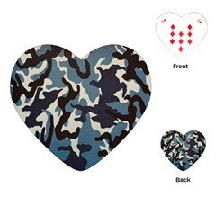 Blue Water Camouflage Playing Cards (heart)  by Nexatart