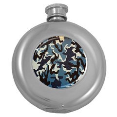 Blue Water Camouflage Round Hip Flask (5 Oz) by Nexatart