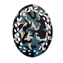 Blue Water Camouflage Oval Filigree Ornament (two Sides) by Nexatart