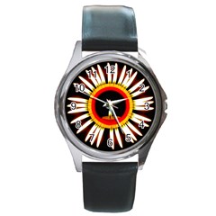 Candle Ring Flower Blossom Bloom Round Metal Watch by Nexatart