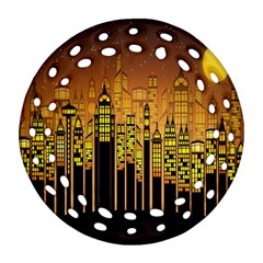 Buildings Skyscrapers City Ornament (round Filigree) by Nexatart