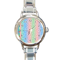 Christmas Happy Holidays Snowflakes Round Italian Charm Watch