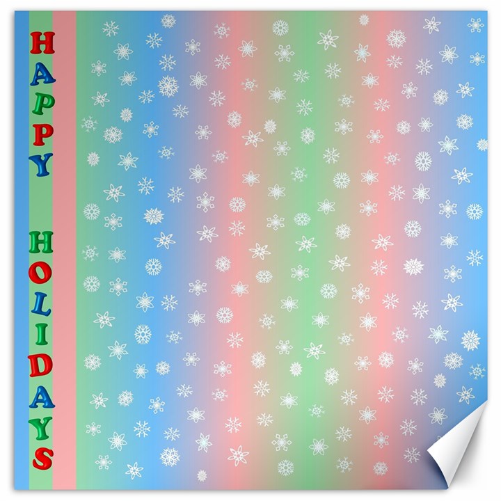 Christmas Happy Holidays Snowflakes Canvas 12  x 12  