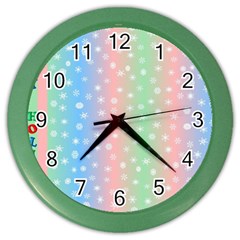 Christmas Happy Holidays Snowflakes Color Wall Clocks