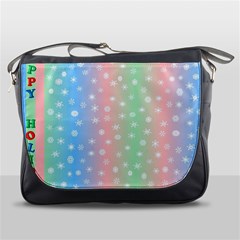 Christmas Happy Holidays Snowflakes Messenger Bags