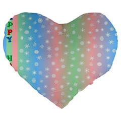 Christmas Happy Holidays Snowflakes Large 19  Premium Heart Shape Cushions by Nexatart