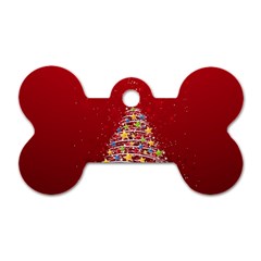 Colorful Christmas Tree Dog Tag Bone (one Side)