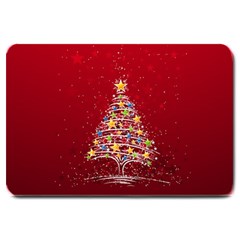 Colorful Christmas Tree Large Doormat  by Nexatart