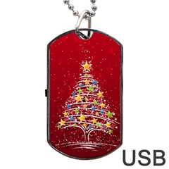 Colorful Christmas Tree Dog Tag Usb Flash (two Sides) by Nexatart