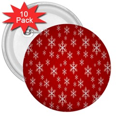 Christmas Snow Flake Pattern 3  Buttons (10 Pack)  by Nexatart