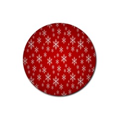 Christmas Snow Flake Pattern Rubber Coaster (round)  by Nexatart