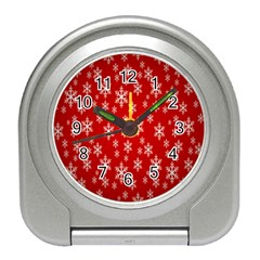 Christmas Snow Flake Pattern Travel Alarm Clocks by Nexatart